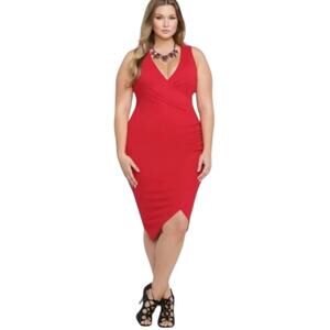 Torrid Scarlet Red Surplice Envelope Hem Ponte Bandage Dress Plus Size 2X New!!!